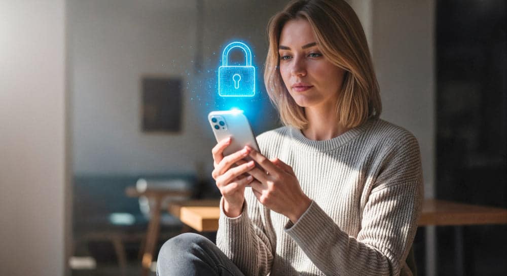 Une agente se connecte à son espace sécurisé depuis son téléphone